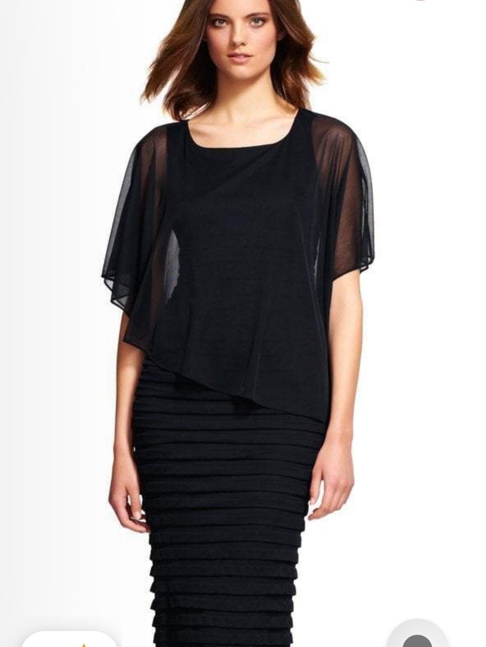 Adrianna Papell Black Texture Layered Chiffon Formal Maxi Dress Black Tie Gala